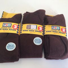 Brand New 3 Packs of cotton rich girls Brown knee high socks 7-11