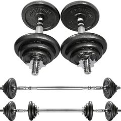 20kg Cast Iron Adjustable Dumbbell & Barbell Weight Set with Connector