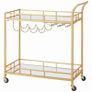Gold Serving Trolley Drinks Bar Cart with Mirrored Shelves Wine Rack Glass Holders and Wheels Image 4
