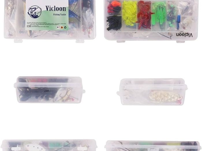 NEW SALE | 120 PCS Fishing Lures Mixed Including Spinners,VIB,Treble Hooks,Single Hooks,Swivels,Pliers and Tackle Box