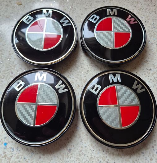 BMW Carbon Fibre Centre Caps (Red) Free Post
