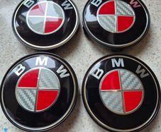 BMW Carbon Fibre Centre Caps (Red) Free Post