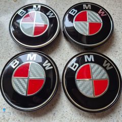 BMW Carbon Fibre Centre Caps (Red) Free Post