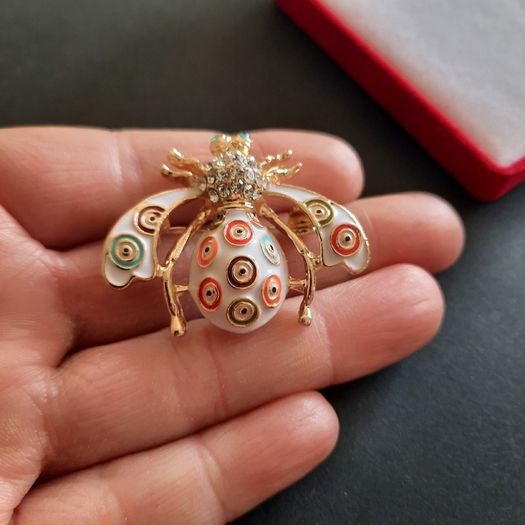 Moth Brooch Pin Enamel and Crystals Bee Bug Nature Pin Badge Insect Jewellery and Accessories