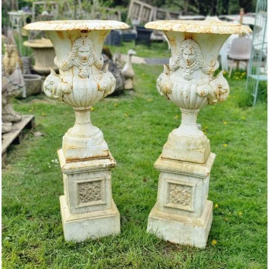 Roman Urns and Pedestals Pair H407