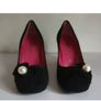 Le Babe 6009 Black Velour Court Shoes EU36 UK3 Pearl Flower Block Heels BNIB  CAN POST Image 8