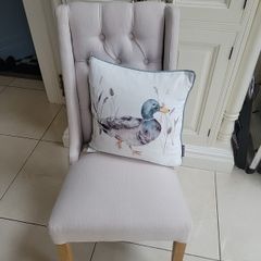 4 upholstered linen dining chairs