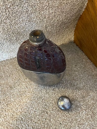Army and Navy Antique glass hip flask,