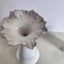 Fenton light  gray glazed pottery  Vase with Ruffled silver Crest signed and in very good condition. Image 2