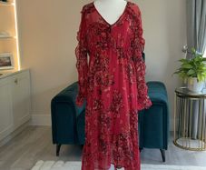 Ladies Red Floral Chiffon Dress with Slip from Primark