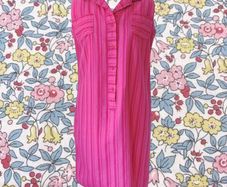 VINTAGE 1960s pink wool stripe mod shift dress. S M 10-12. Made in Ireland by John Hagarty