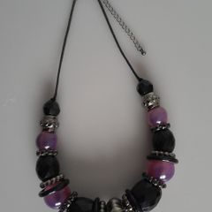 Necklace. - Purple - Black - Silver
