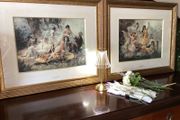 Vintage Art Prints Set of 2 (Gold Frames)