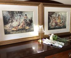 Vintage Art Prints Set of 2 (Gold Frames)