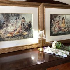Vintage Art Prints Set of 2 (Gold Frames)