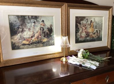 Vintage Art Prints Set of 2 (Gold Frames)