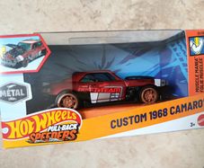 Hot Wheels 2024 Custom 1968 Camaro Red Black 1:43 Pull-Back Speeders New