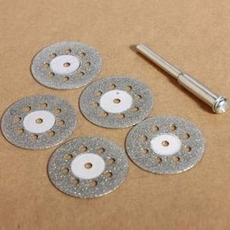 22mm Diamond Cutting Discs 5pcs + Shaft