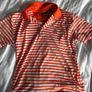 Ballybunion Golf Club Striped Golf Polo Orange & White Medium Image 2