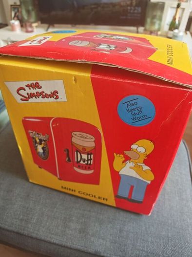 Simpsons Duff Beer Mini Fridge Cooler & Warmer Boxed & Fully Working