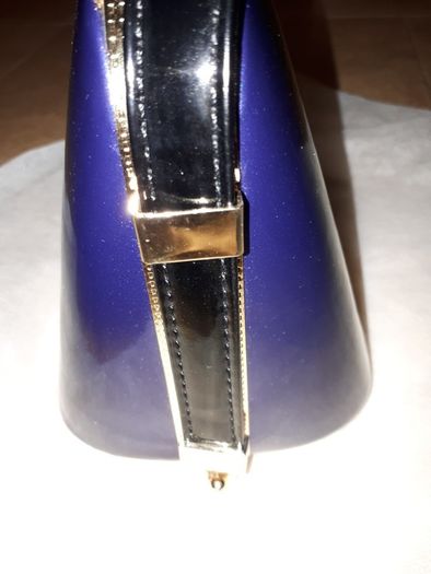 Navy Patent PEACH Handbag