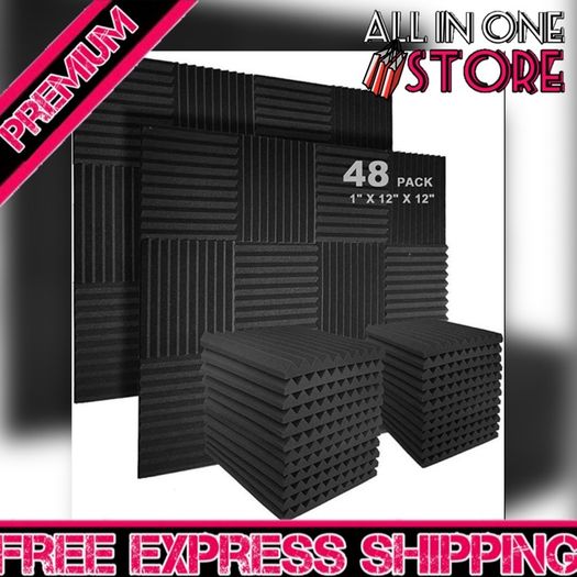48 Pack Acoustic Foam Panels, 2.5 X 30 X 30cm/1" X 12" X 12" Studio Soundproofing Wedges Fire Resistant Sound Proof Padding Acoustic Treatment Foam (FREE POSTAGE)