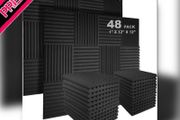 48 Pack Acoustic Foam Panels, 2.5 X 30 X 30cm/1" X 12" X 12" Studio Soundproofing Wedges Fire Resistant Sound Proof Padding Acoustic Treatment Foam (FREE POSTAGE)