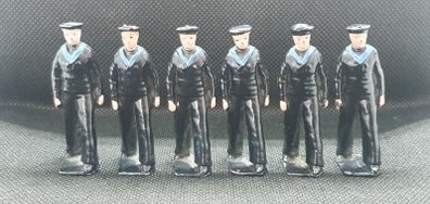 Rare and hard to find Vintage Early Britain's Hand Painted Lead Toy Soldiers (1940's) 6 Marching Sailors