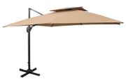 Cantilever Umbrella with Double Top 300x300 cm Taupe