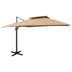 Cantilever Umbrella with Double Top 300x300 cm Taupe