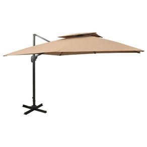 Cantilever Umbrella with Double Top 300x300 cm Taupe