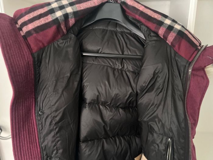 Burberry Faux Fur Trim Hooded Puffer Jacket Excellent Condition