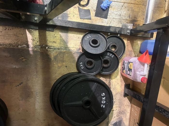 Olympic weights and rack