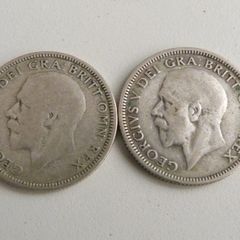 George the Fifth silver shillings