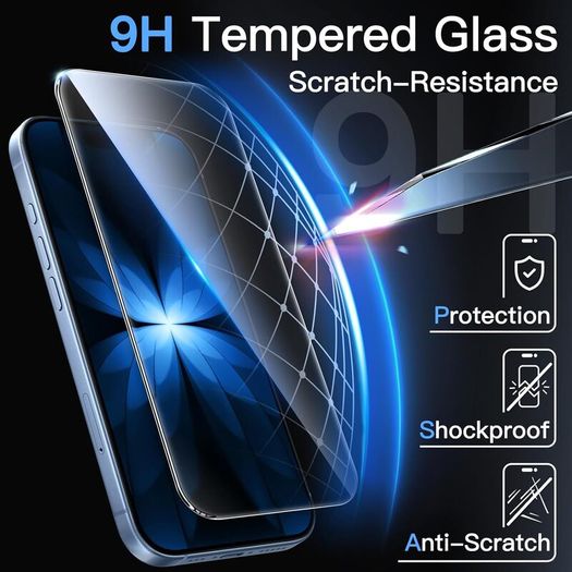 Screen Protector for iPhone 17 6.3-Inch, Tempered Glass Film with Easy Installation Tool, 9H Hardness, Case-Friendly, 3-Pack