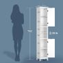Tall Bathroom Storage Cabinet with Light, Narrow Slim Storage Cabinet with Doors and Adjustable Shelves,Freestanding Floor Corner Toilet Paper Organizer for Small Space,White Image 8