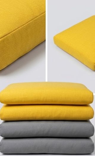 QUICK SALE (BARGAIN): SET of 4 Outdoor Seat Cushions (2 Yellow & 2 Grey)- Excellent Condition | Collection D13