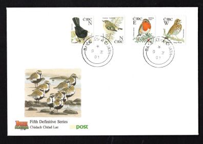 2001 Ireland NVI Booklet Stamps Birds Definitive stamps An Post First Day Cover (FDC) with Baile Atha Cliath (Dublin) steele cancel
