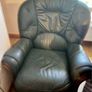 Green Leather Two-Seater Sofa & Matching Armchair Image 2