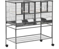 Wide Large Metal Bird Cage, Grey