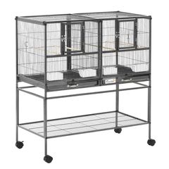 Wide Large Metal Bird Cage, Grey
