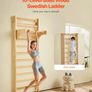 Swedish Ladder Wall Gym, 10-Level Solid Wood Indoor Jungle Gym, 220lbs Loading Indoor Playground Climbing Ladder for Kid Adults, Gymnastic Stall Bars with Pull-Up Bar - Ideal Gift for Boys Girls Image 4