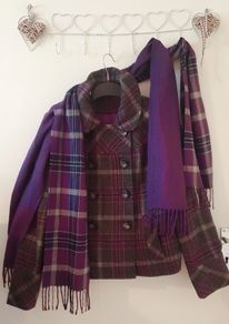 winter tartan coat with 2 scarves