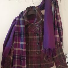 winter tartan coat with 2 scarves
