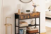 Console Table, Slim Console Table with 2 Non-woven Drawers, Hallway Table with Storage, Slim Sofa Table for Small Spaces, Living Room, Entryway, Kitchen, Rustic Brown and Black