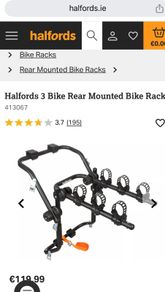 Halfords 3 bike rear mounted bike rack
