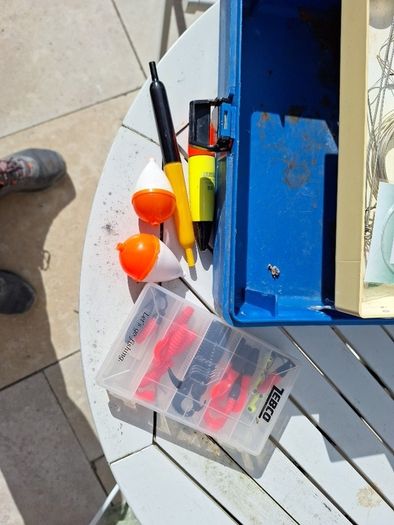 fishing box and bits and bobs