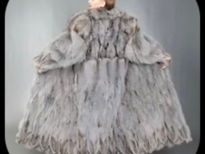 Luxury real Fox coat gray blue