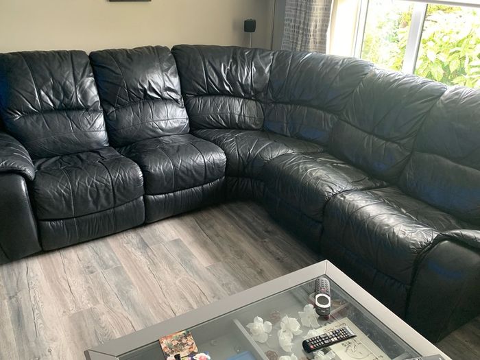 Black Leather Corner Sofa