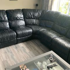 Black Leather Corner Sofa